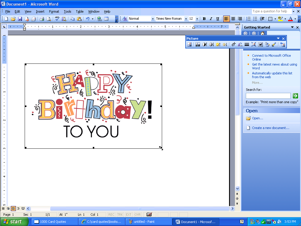 Microsoft Word 2003 Image Embed (2003)
